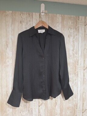 ba&sh Black Collared Button-Up Long Sleeve Women's Blouse Size S